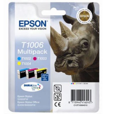 Epson Rhino T1006 DURABrite Ultra Ink, Ink Cartridge, Cyan, Magenta, Yellow Multipack, C13T10064010
